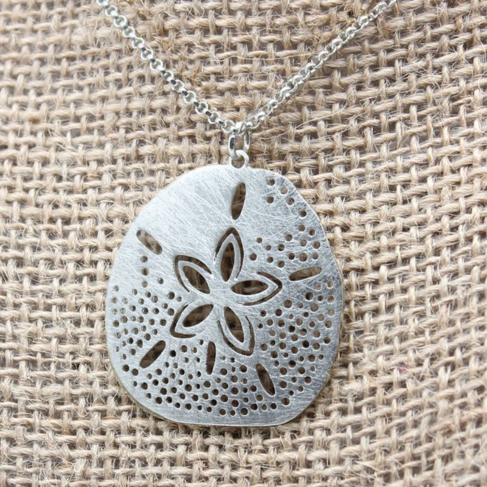 Quality Sand Dollar Necklace, Silver